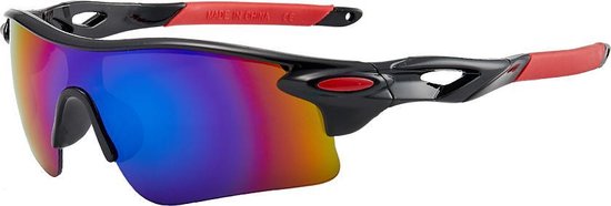 Premium | Fietsbril | Sportbril | Beschermcase| Racefiets | Blauw Rood Paars|  Wielrennen | Spiegelglazen | Mountainbike | MTB | Sport Fiets Bril| Zonnebril | UV Bescherming - Sportcasa
