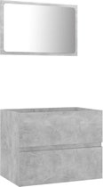 Badkamer meubelset - Spiegel - 2 Delig - Beton grijs - Spaanplaat - Modern - Design - Nieuwste Collectie
