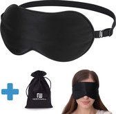 Northwall Premium Zijden Slaapmasker met Opbergzakje - 100% Verduisterend Oogmasker - Verstelbaar - Zwart