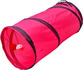 Kattentunnel - Inklapbaar - Met Twee Hangende Ballen - Roze - Katten Speelgoed - Katten Buis - Speel Tunnel - 50 x 25 cm