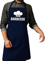 Chef barbecue schort / keukenschort navy voor heren - kookschorten / keuken schort / bbq schort