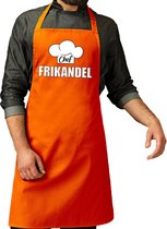 Chef frikandel schort / keukenschort oranje voor heren - kookschorten / keuken schort / Koningsdag/ Nederland/ EK/ WK