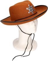4x stuks kinder verkleed cowboyhoed bruin - Carnaval sheriff hoeden