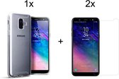 Samsung Galaxy A6 2018 hoesje siliconen case transparant cover - 2x Samsung A6 2018 Screenprotector
