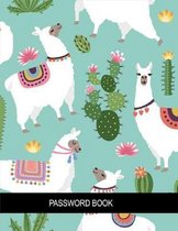 Password Book: Cute Llama & Cactus Internet Username and Password Log Book for Elderly & Low Vision A-Z Alphabetical Organizer