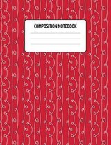Composition Notebook: Wide-Ruled Composition Book with Lines for Elementary & Middle School - Red Doodles