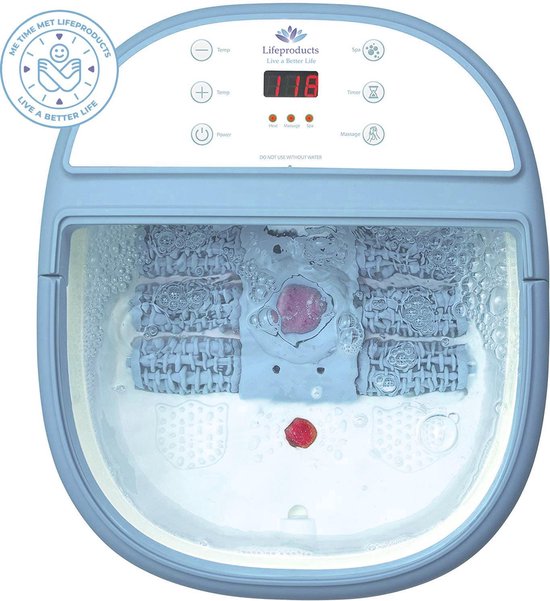 Lifeproducts Elektrisch Massage Voetenbad met Eeltverwijderaar - Instelbare Warmte tot 48°C - Bubbelstraal - Reinigend Infrarood licht - Automatische Voetmassage - Voetbad met Massage - 9 Liter