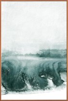 JUNIQE - Poster met kunststof lijst Rainy Day -60x90 /Grijs & Turkoois