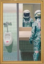JUNIQE - Poster met houten lijst Men's Room -30x45 /Blauw & Grijs