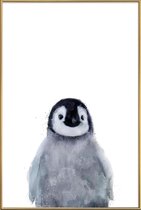 JUNIQE - Poster met kunststof lijst Kleine pinguïn illustratie -40x60