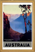 JUNIQE - Poster met houten lijst australia1 -13x18 /Blauw & Bruin