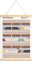 JUNIQE - Posterhanger Cite Radieuse -60x90 /Grijs & Ivoor