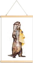 JUNIQE - Posterhanger Otter illustratie -20x30 /Bruin & Geel