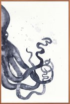 JUNIQE - Poster met kunststof lijst Octopus -20x30 /Blauw & Wit