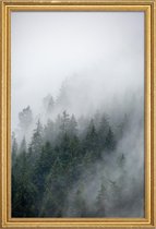 JUNIQE - Poster met houten lijst Foggy Morning 2 -30x45 /Blauw & Wit