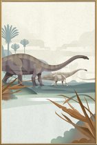 JUNIQE - Poster met kunststof lijst Diplodocus illustratie -13x18