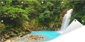 Tuinposter Waterval 100 x 50 cm incl. Metalen ringen - (Buitenposter - Tuindoek - Buitencanvas - Schilderijen voor buiten - tuin decoratie)