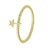 Zilveren goldplated ring dangle met ster zirkonia