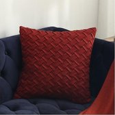 Luxe sierkussen - Incl. binnenkussen - 45 x 45 cm - Imitatie suède - Bordeaux rood - Geweven patroon