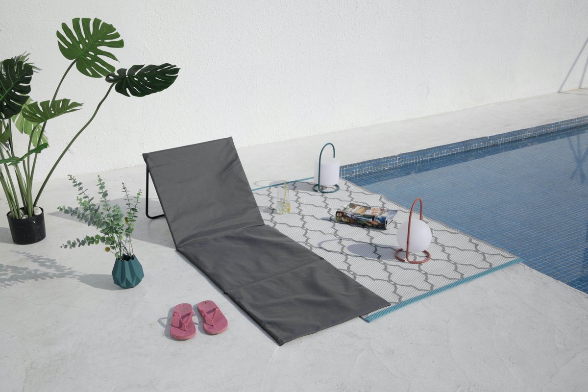 Luxe Multifunctionele Yogamat - Strandmat - Camping mat - Fitnessmat - Ligmat - 1-pack - Grijs - Met rugsteun + Opbergzakje - Sneldrogend Comfortschuim - Anti Bacterieel + Anti Slip + Handvat