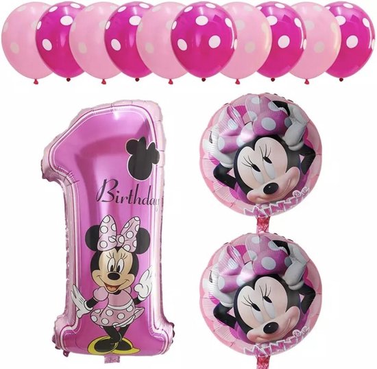 Disney Minnie Mouse Ballonnenset - Roze - Folieballonnen - Heliumballonnen - 13 Stuks - Feestdecoratie - Verjaardag - Feestje -Kinder Verjaardag - 1 jaar