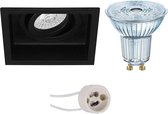 OSRAM - LED Spot Set - Parathom PAR16 930 36D - Primux Domy Pro - GU10 Fitting - Dimbaar - Inbouw Vierkant - Mat Zwart - 5.5W - Warm Wit 3000K - Verdiept - Kantelbaar - 105mm