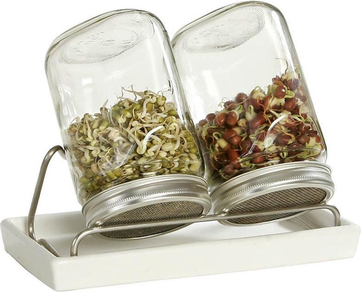 Eschenfelder Kiemglas Systeem 2x1000 ml met afdrupschaal wit