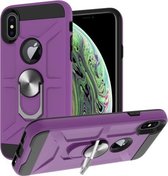 War-god Armor TPU + PC Schokbestendige magnetische beschermhoes met ringhouder voor iPhone XS Max (paars)