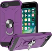 War-god Armor TPU + PC Schokbestendige magnetische beschermhoes met ringhouder voor iPhone 8/7 / SE 2020 (paars)