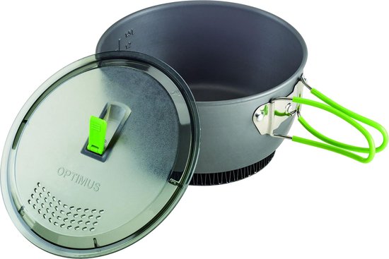 OPTIMUS Terra Xpress HE Cook Pot - 1.75 L - Anti-aanbaklaag - Camping kooksysteem - Lichtgewicht - Campingpannenset - Heat Exchanger - Aluminium - Grijs van Optimus — afbeelding 3