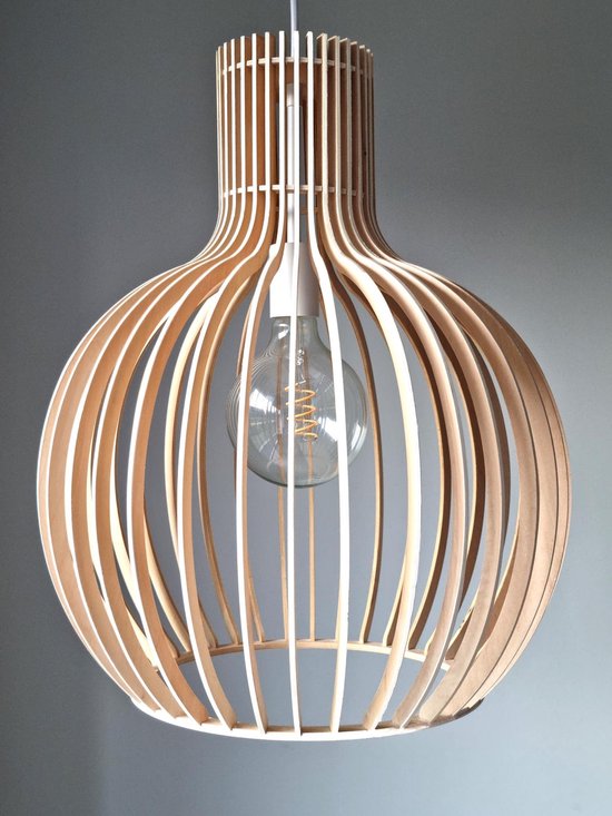 Lille Houten Design Hanglamp - Fitting - ⌀45x54cm - Wit | bol.com
