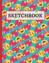 Sketchbook: Cute Emoji and Hearts Sketchbook to Practice Sketching, Drawing, Writing and Creative Doodling