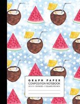 Graph Paper Composition Notebook: Quad Ruled 5 Squares Per Inch for Math & Science - Watermelon Coconut Blue Dots