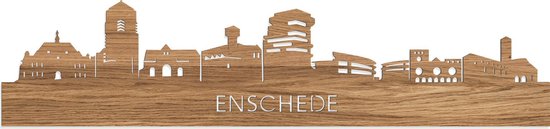 Skyline Enschede Eikenhout - 80 cm - Woondecoratie - Wanddecoratie - Meer steden beschikbaar - Woonkamer idee - City Art - Steden kunst - Cadeau voor hem - Cadeau voor haar - Jubileum - Trouwerij - WoodWideCities
