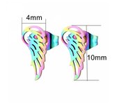 Aramat jewels ® - Regenboog zweerknopjes vleugel oorbellen chirurgisch staal 10x4mm