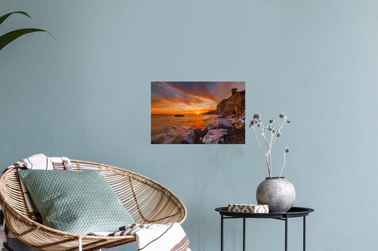 Sticker Muursticker Kos - Coucher de soleil à la plage Therma sur Kos - 30x20 cm - film autocollant - sticker mural repositionnable