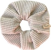 Ellastiek Luxe Scrunchie Beige Rib – Scrunchies - Haarelastiekjes - Haar Accessoires Vrouwen - Wokkels – Luxe Kwaliteit - Haar Accessoires Meisje  - Haar Accessoire - Haarwokkel - Oversized H