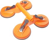 Oranje vierdubbele glasdrager glasheffer tegelzuignap zuignap kunststof vacuüm max 120kg handgreep