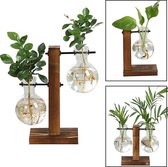 Luxe Planten Stekken Vazen - Woondecoratie - Binnen & Buiten - 2 Vazen - Planten & Stekjes - Stekstation - Hout