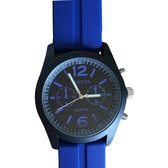 Horloge Geneva-blauw-siliconen bandje-4 cm -Charme Bijoux