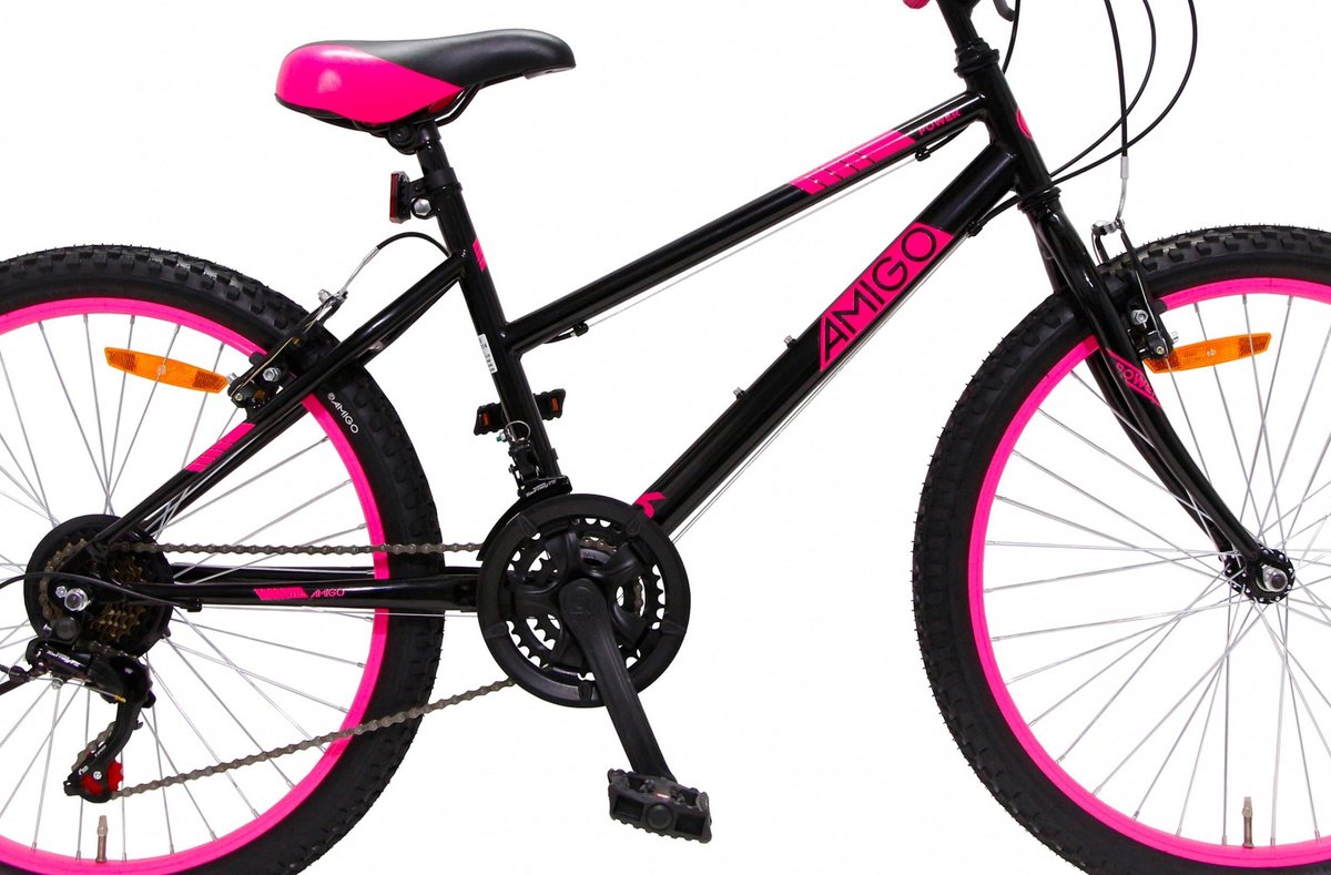 Amigo Power - Mountainbike 26 inch - Voor meisjes - Met 21 - Zwart/Roze | bol.com