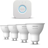 Philips Hue Starterspakket White GU10 - 4 Hue GU10 LED Lampen en Bridge - Eenvoudige Installatie - Werkt met Alexa en Google Home