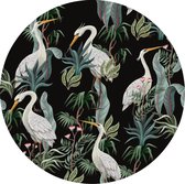 Made on Friday - Behangcirkel Birds of Paradise Black 80x80cm - Zelfklevend behang met matte textiel uitstraling