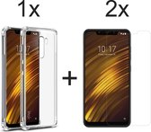 Xiaomi Pocophone F1 hoesje shock proof case transparant hoesjes cover hoes - 2x Xiaomi Pocophone F1 screenprotector