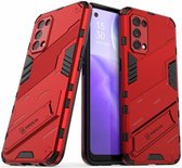 Oppo Find X3 Lite / Reno5 Hoesje Hybride Back Cover met Kickstand Rood