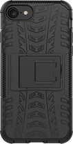 Mobigear Hoesje geschikt voor Apple iPhone SE (2020) Telefoonhoesje Hardcase | Mobigear Tire Backcover Shockproof met Standaard | Schokbestendig iPhone SE (2020) Telefoonhoesje | Anti Shock Proof - Zwart