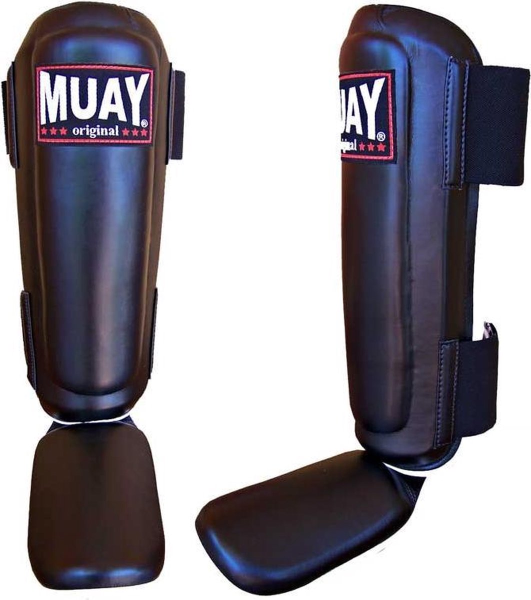 Muay Scheenbeschermers Shin & Instep Zwart Extra Large