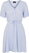 Pieces PC Silke ss tie dress camp Kentucky Blue Dames Blouse Jurk - Maat XS