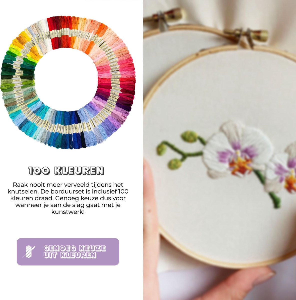 DIY Borduurpakket - Complete borduurset voor volwassenen & kinderen - 100 kleuren — afbeelding 3