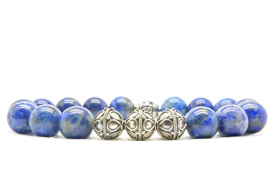 Beaddhism - Armband - Big Lapis - Yasa 3 - Sterling Zilver 10 mm - 20 cm